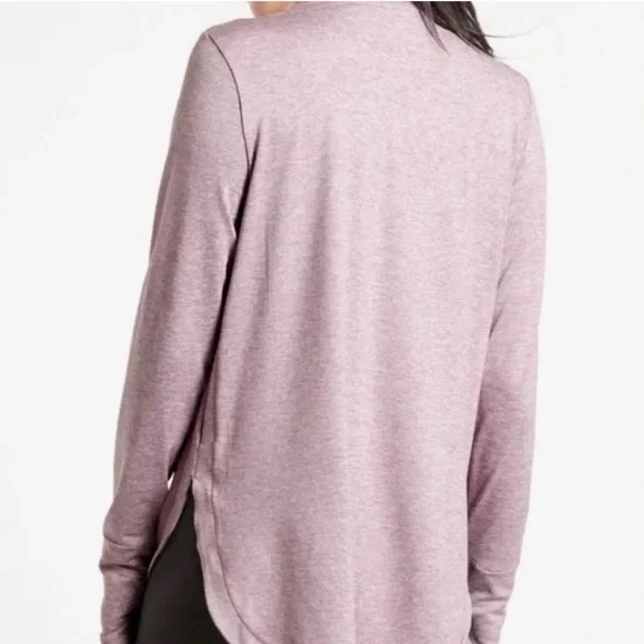 Athleta Uptempo Elevate Top Heathered Mauve Long Sleeve Performance Tee - Picture 2 of 10